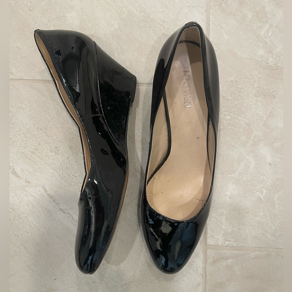 Nine West Black Patent Leather Wedges